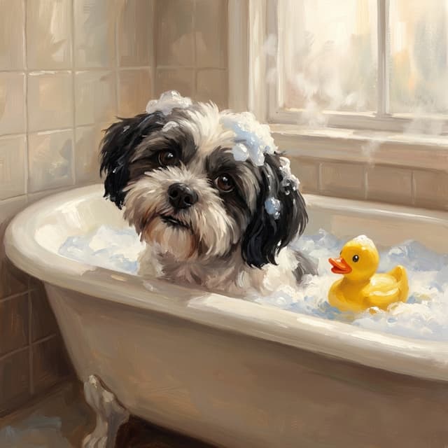 Bubble Bath pet portrait style