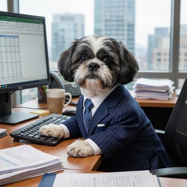 Office Worker pet portrait style