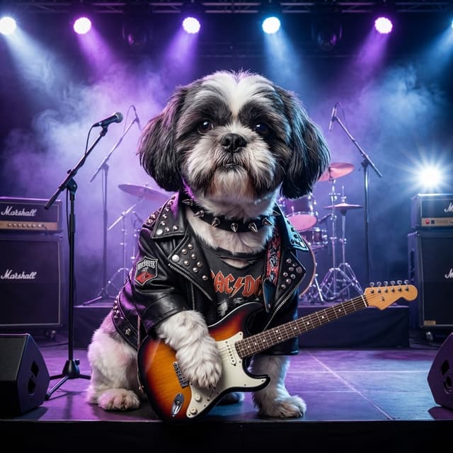 Rock Star pet portrait style