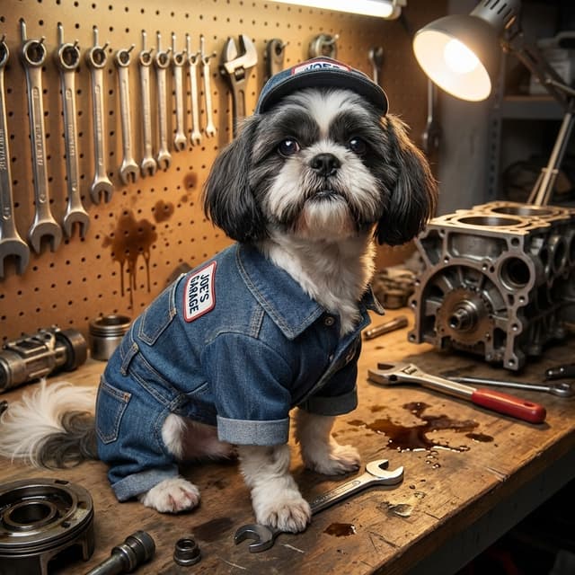 Mechanic pet portrait style