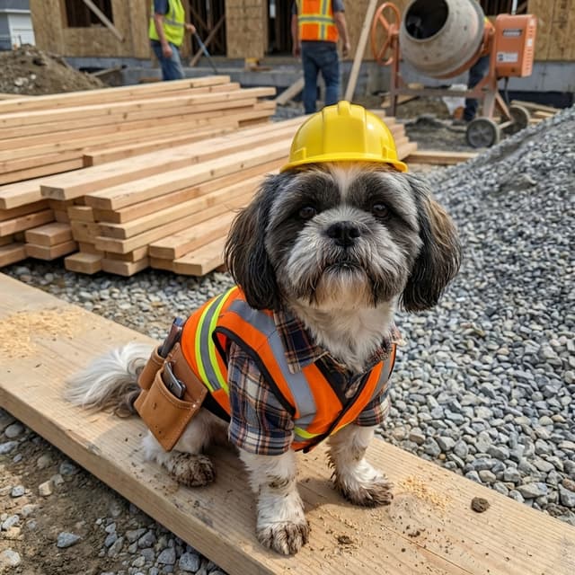 Construction Worker pet portrait style