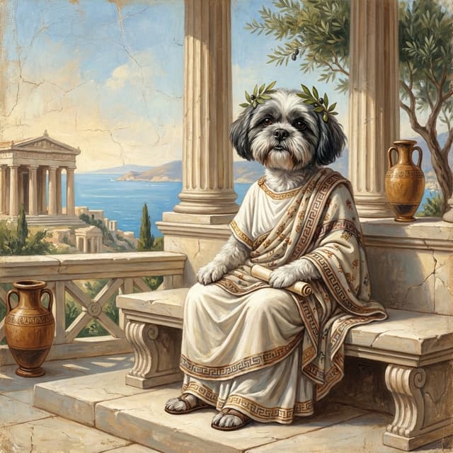 Ancient Greeks pet portrait style