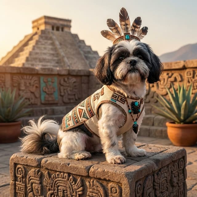 Aztec pet portrait style
