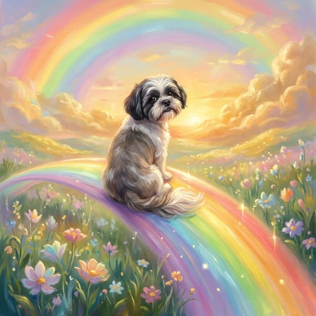 Rainbow Bridge pet portrait style
