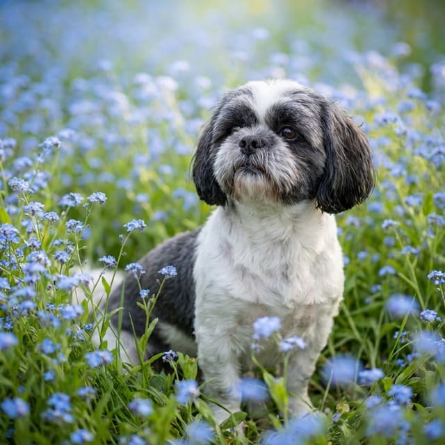 Forget-Me-Nots pet portrait style