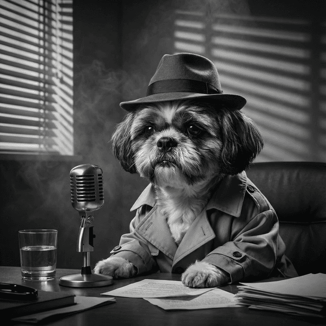 Film Noir pet portrait style