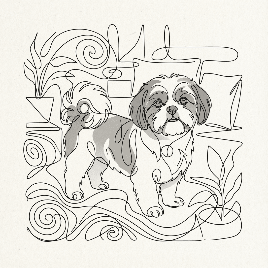 Minimalist Continuous Line Pet Portrait Example