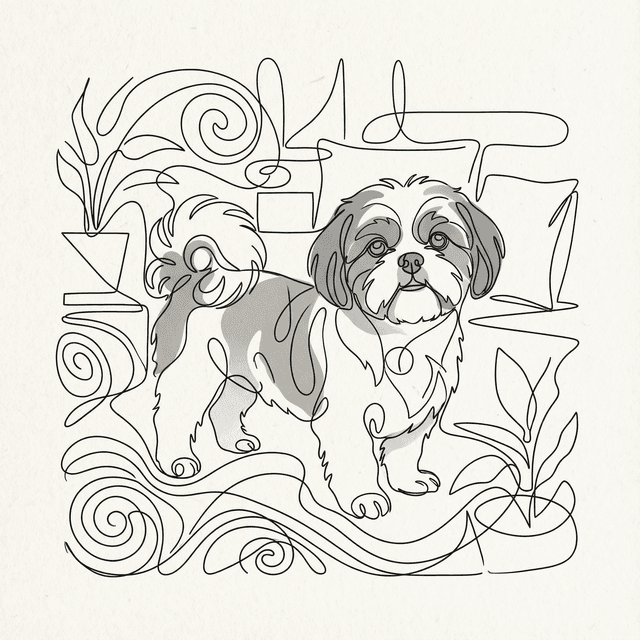 Minimalist Continuous Line pet portrait style