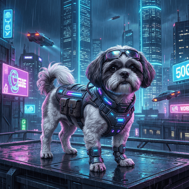 Cyberpunk pet portrait style