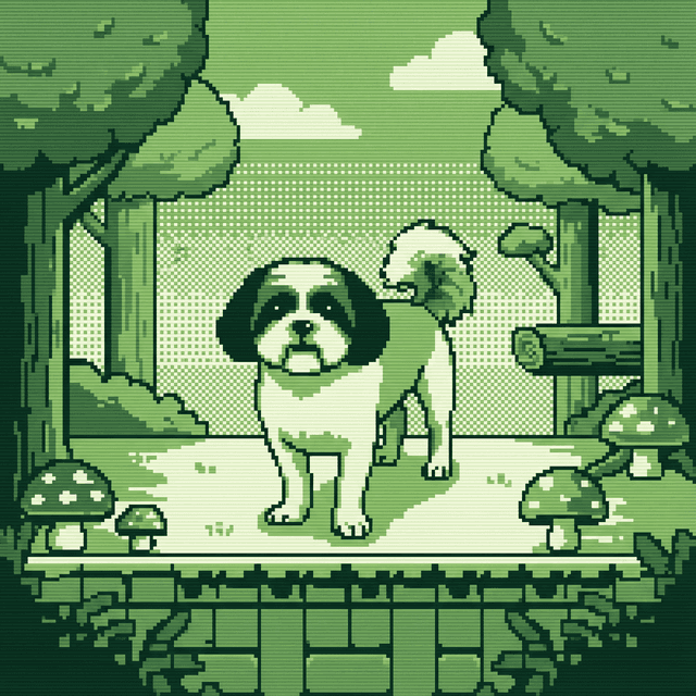 Game Boy Green pet portrait style