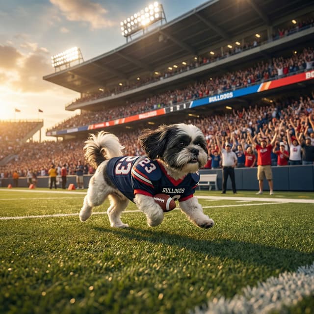 American Football pet portrait style