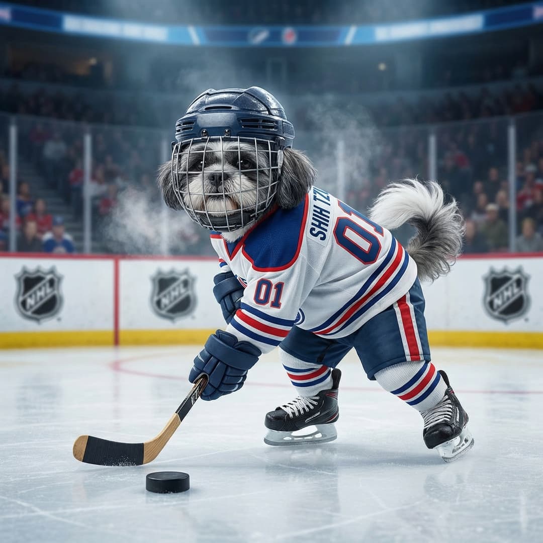 Ice Hockey Pet Portrait Example
