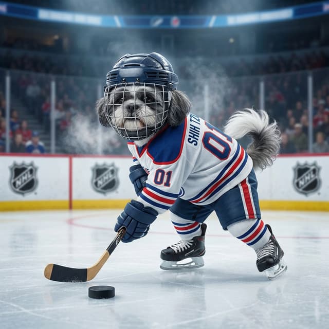Ice Hockey pet portrait style